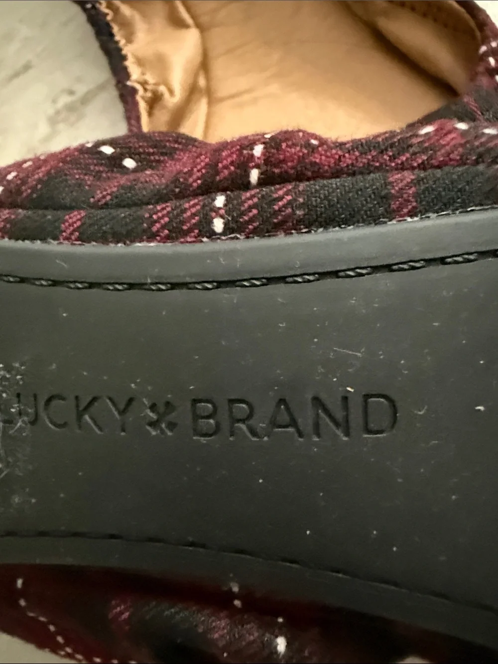 Lucky Brand Women's Burgundy Plaid Ballet Flats..size 9.5M